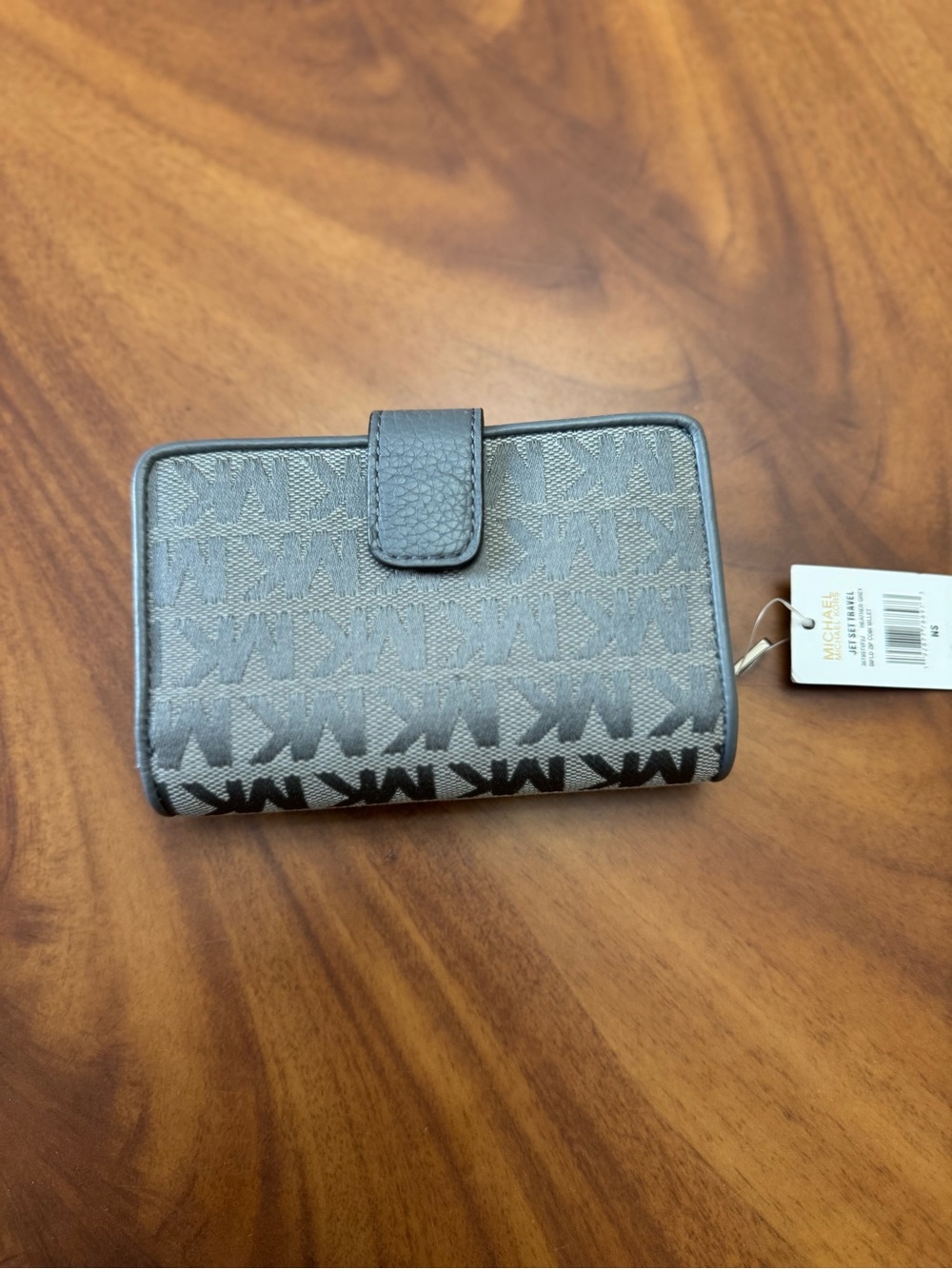 Michael Kors Gray MK Logo Zip Wallet